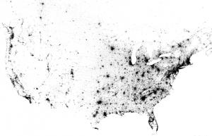 Interaktywna mapa USA i Kanady, wraz z mieszkańcami