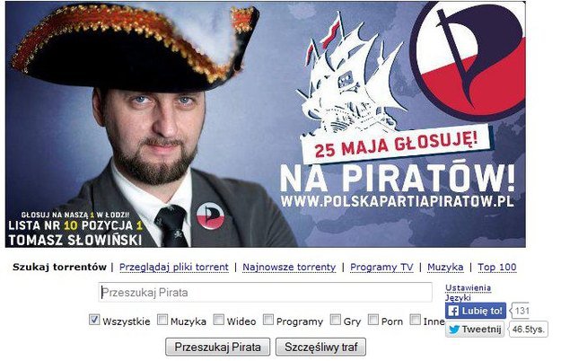 Polska Partia Piratów na znanym serwisie z torrentami