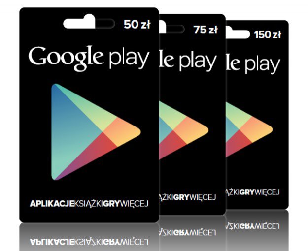 Karty Google Play o wartości  50 zł, 75 zł i 150 zł
