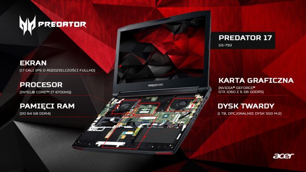Nowy Predator  z kartą Nvidia GeForce GTX 1060