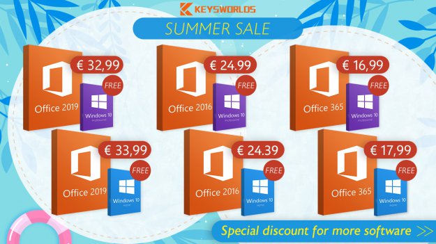 Oferta na lato: kup Office i otrzymaj Windows 10! Office 2016/2019 i Win 10 za 8,67 euro