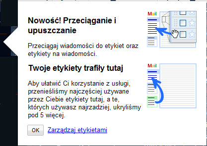 Informacja o nowej funkcjonalności - etykietach w Gmail