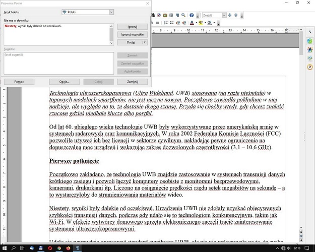 OpenOffice - sprawdzanie pisowni