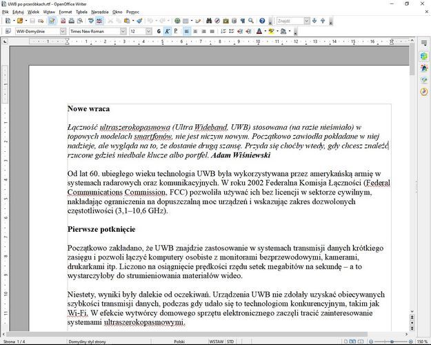 OpenOffice - sprawdzanie pisowni