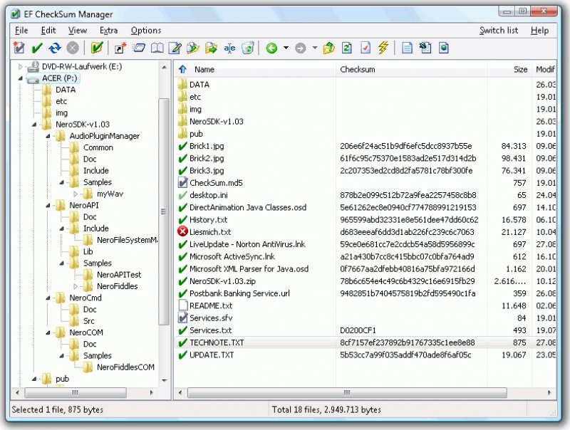 download the new EF CheckSum Manager 23.08