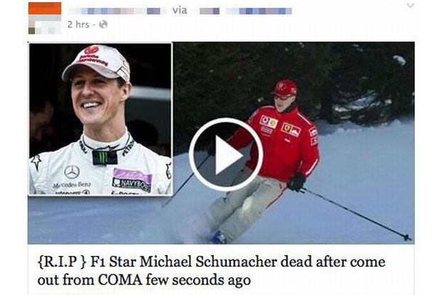 Michael Schumacher nie żyje – kolejna pułapka na Facebooku