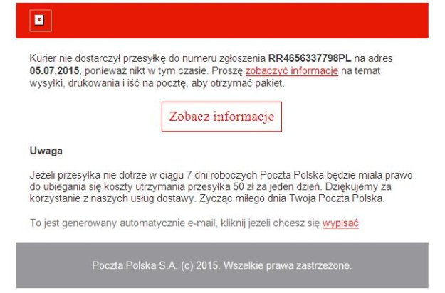 Cyberoszuści podszywają się pod Pocztę Polską