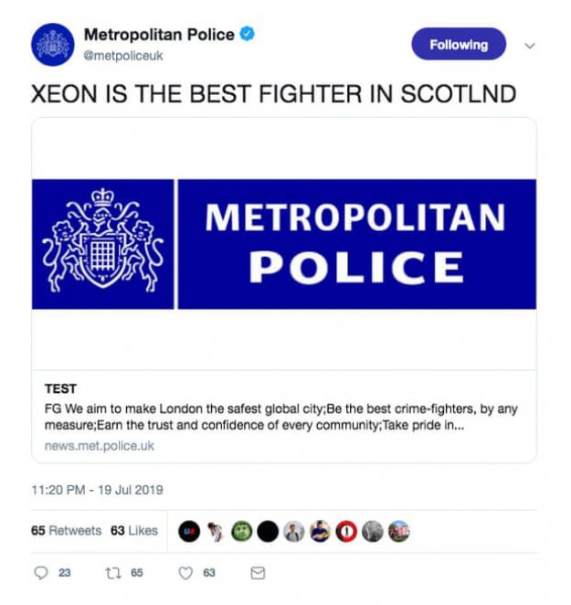 Hakerzy włamali się na konto Scotland Yardu na Twitterze 