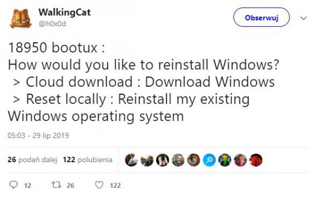 Windows 10 i reinstalacja z chmury